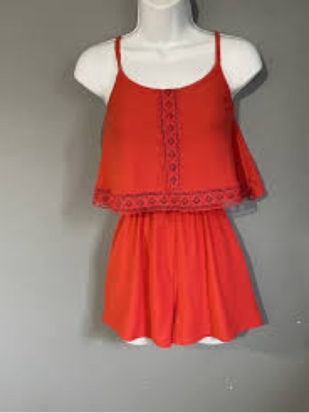 Rue21 Red Sleeveless Embroidered Romper